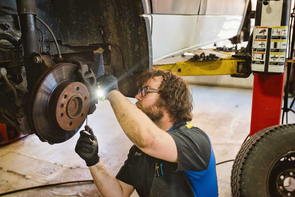 Brake repair at Fairview Tire AutoPro in Burlington - mechanic in charge of brake maintenance