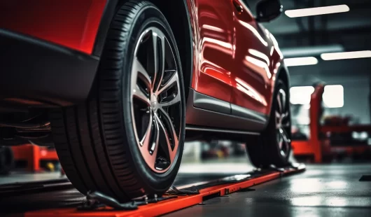 Direction and Wheel alignment at Fairview AutoPro in Burlington - close up on car wheels